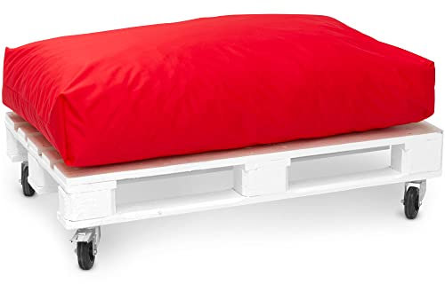 Spatium Jumbo XXL Palettenkissen Set abnehmbar Bezug wasserdicht gesteppt Palettenpolster Palettenauflage Palettensofa (Rot, Sitzkissen 120x60x20)