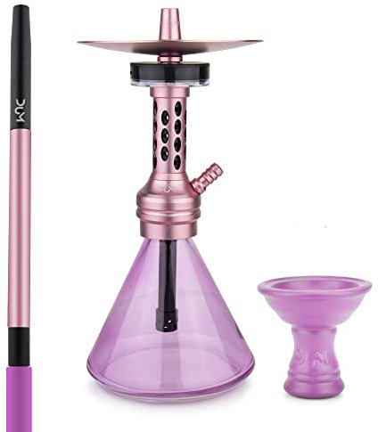 Chicha DUM Techno Smoke - Chicha avec led sous l'assiette - Chicha complète avec foyer + tuyau et manche - Chicha moderne et design (Rose)