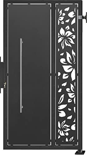 Puerta de valla exterior modelo LIRIO, puerta cancela para el jardín entrada abatible dos hojas de metal (3000 x 1800 mm., Negro forja) (1000x1800 mm., Negro forja)