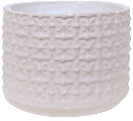 Nordring Vaso Cross - per fiori da interno e piante da interno, piante grasse, cactus, orchidee S (10 cm ø), bianco, Ceramica Gres