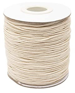 Realm Waxed Cord Cotton - Bracelets, Necklaces, Jewellery Thread, Shamballa Macrame (1mm Natural - 10m)