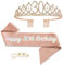 POPOYU 30th Birthday Queen Sash and Tiara,Rose Gold 30th Birthday Crown and Sash for Her,Women 30thBirthday Decorations Party Accessories,BirthdayCrown Costume Set for Women 30th.Birthday Gifts