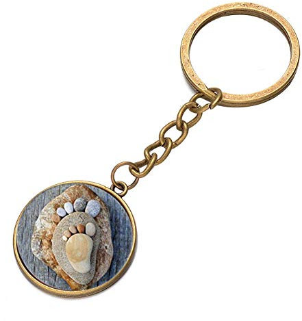 Sehr Schlüsselhalter Schlüsselanhänger Fußabdruck niedliche Tasche Auto Dekoration Damen Herren 8 * 2,5 cm Legierung Bequem und umweltfreundlich, Medium, andere Edelsteine, Wie abgebildet, M