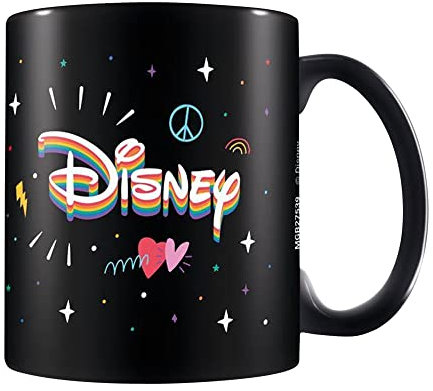 Disney Pride Mug in Presentation Gift Box (Disney Pride Logo Design) 11oz Ceramic Black Mug. Disney Rainbow Mug - Official Merchandise