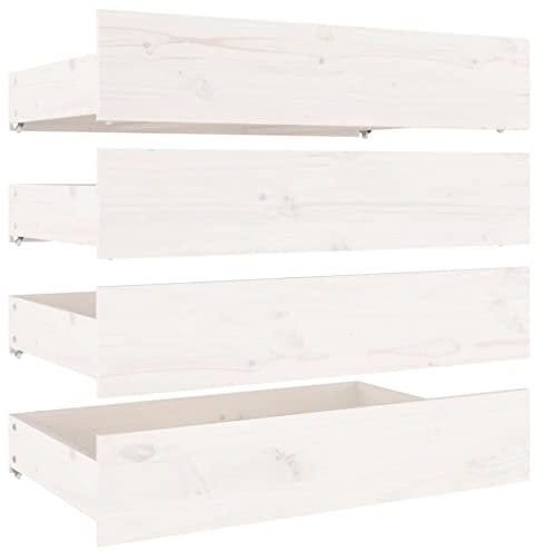 vidaXL Under Bed Storage Drawers, Set of 4, Solid Pine Wood in Elegant White - Versatile and Easy Glide Home Bedroom Organizer