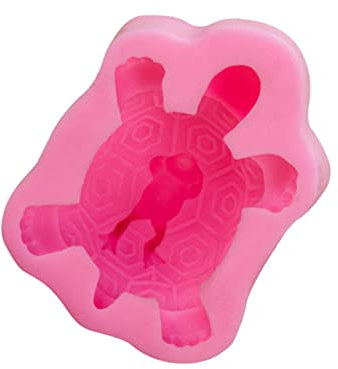 DOITOOL Silikonform Schildkröte Fondantform Kuchenform aus Silikon Selbstgemacht Backform Prägeform für Schokolade Kuchen Eiswürfel Bastelarbeiten Pink