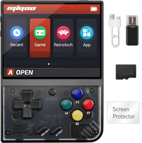 Whatsko Miyoo Mini Plus Handheld Spielkonsole,Miyoo Mini+ Retro Konsole Portable mit 20000+ Spiele,3.5 Zoll IPS Screen 3000mAh 64G Pocket Game Video Console,Unterstützt Wireless Gamepad(Schwarz)