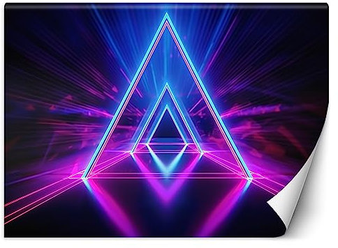 Feeby Fototapete 3D Tunnel 450x315 cm Violett XXL Vlies Wandtapete Tapeten Wohnzimmer Schlafzimmer Jugendzimmer Moderne Design Wandbild Wand Dekoration Gamer Junge Kinder