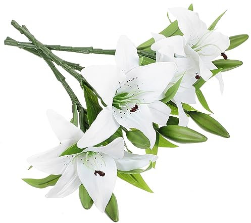 IMIKEYA 4pièces Bouquets De Fleurs Faux Lys Réalistes pour Décoration De Mariage Fête Et Maison Simulés Faciles à Nettoyer Et Réutilisables