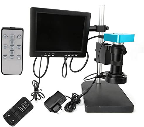 Miskall LCD-Monitor-Set, 34MP HDMI HD USB Digital Industrie-Videomikroskop-Kamera HDMI-LCD-Monitor-Set 100-240V(EU Plug)