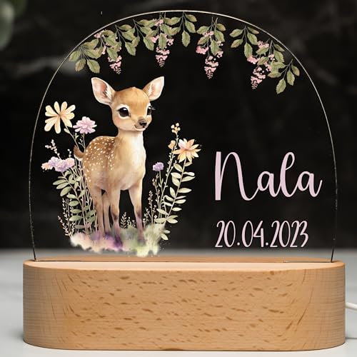 Kidsmood - Personalisiertes Nachtlicht Kinder – Dimmbares Stilllicht mit Namen | LED Nachttischlampe 3 Lichtmodi | Gravur Lampe Kinderzimmer, Geschenk zur Geburt, Taufgeschenke für Mädchen & Jungen