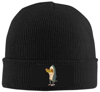 VunKo Unisex Bee Fluffy Beanie für Männer und Frauen Cuffed Plain Knit Hat Winter Weiche Warme Beanies Hüte Kappe, Frosch Hai, Einheitsgr��e