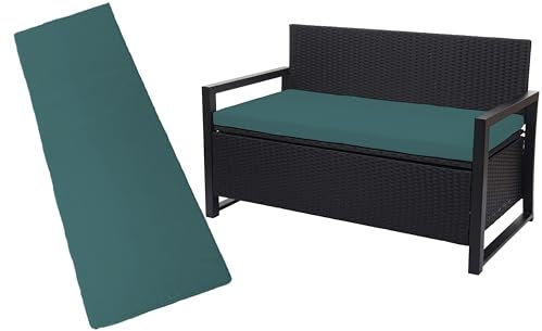 Crescent Textile 100% Waterproof Garden Bench Cushion 2/3/4 Seater Outdoor Long Bench Seat Pad for Lawn & Garden, Patio, Office, Coffee Shop with Removable Cover (2 Seater 108cm x 45cm x 5cm, Green)