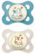 MAM Original Night Succhietto 2-6 Mesi (Set da 2), Ciuccio MAM 2-6 mesi che si illumina al buio con tettarella in silicone, Kit da 2 accessori neonato con porta ciuccio sterilizzatore, Verde/Neutro