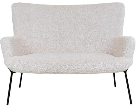 möbelando 2-Sitzer >Glasgow< in Weiss, Stoff - 128x97x73cm (BxHxT)