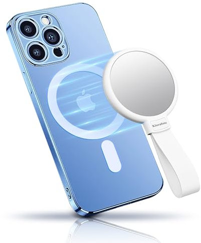 Magnetischer Schminkspiegel für Telefon, 2,2“ Runder Telefonspiegel Aufkleber für Magsafe mit Telefongriff Kompatibel mit iPhone 15 14 13 12 Pro Max Plus, Mag-Safe Case & Alle Telefone für Outdoor
