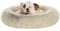 Feandrea Hundebett flauschig, Katzenbett, Donut Kissen, waschbar, Polsterung in der Mitte herausnehmbar, Langer Plüsch, 90 cm Durchmesser, Ombré-Khaki PGW041S01