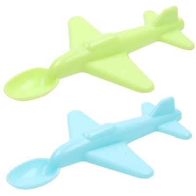 wiroouia Löffel für Baby,Babynahrungslöffel - Süßer Flugzeug-Esslöffel, helle Farbe, 2 Stück,Sicheres Kinderbesteck, umweltfreundliches Besteck für Zuhause, Schule, drinnen und draußen, Vorschule,