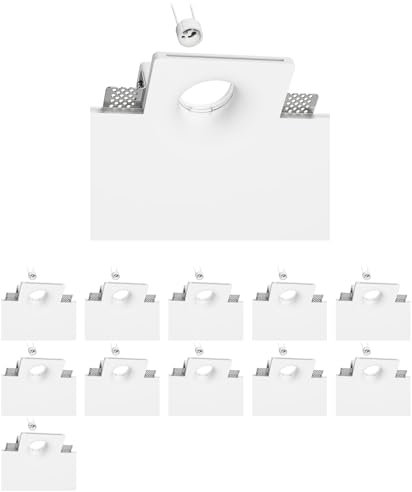 ledscom.de 12 Stück Deckeneinbauleuchte GIEDI, Gips, weiß matt, 12 x 12cm, 1x GU10 max. 15W
