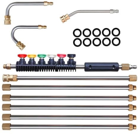 Tuxxjzm Dachrinnenreiniger, Teleskop-Hochdruckreiniger-Set, Dachrinnenreiniger-Verlängerungsstange, 4000 PSI, 1/4-Zoll-Anschluss, 6 Düsen für Dachrinne