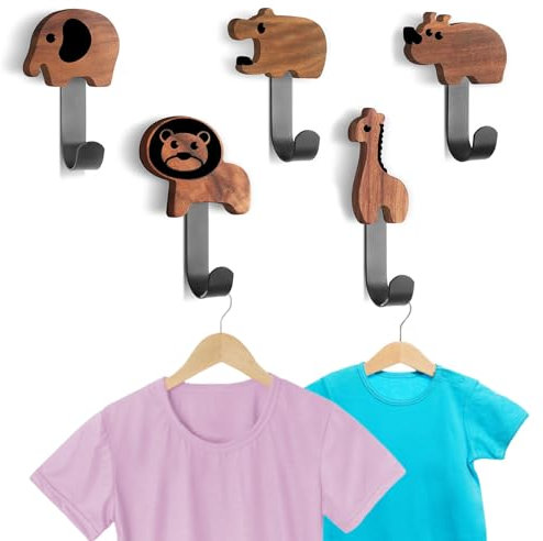 mumisuto Hanging Coat Hooks Wall Mount Pack 6, 15KG Metal Sturdy Hook with Screw,Heavy Duty Cute Cartoon Animal Coat Hooks,Creative Rust Free Door Hooks for Bedroom Bathroom Kitchen