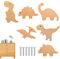 Lesunbak 6PCS Wooden Dinosaur Cabinet Knobs, Animal Cabinet Knobs with Screws, Wooden Drawer Knobs, Baby Unique Wood Knob, Multifunctional Delicate for Closet, Wardrobe
