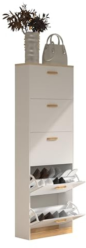 Holz Regal Kipper Schuhregal Schuhschrank Schuhkipper 5 Klappen Halom XL