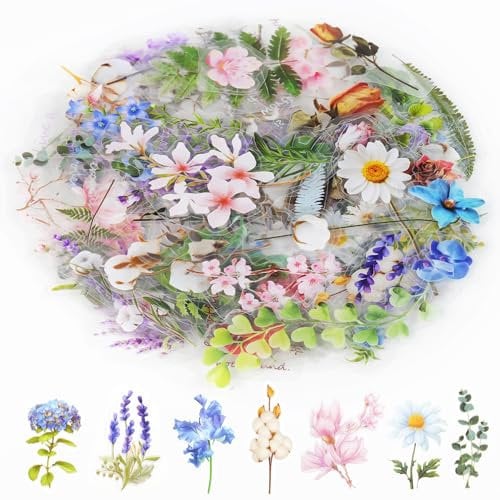 160Pcs Natural Flower Stickers for Scrapbooking,10 Sheets Self-Adhesive Transparent Floral Stickers Scrapbook Stickers for Water Bottle Adult Card Making Scrapbook Supplies (160)