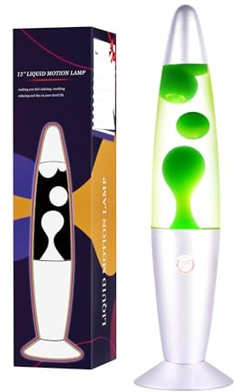 QQP Grüne Magma-Lampe mit flüssiger Bewegung, silberfarbener Sockel, klassisches Dekor, lustiges Nachtlicht für Büro, Schlafzimmer und Wohnzimmer, für Erwachsene, Teenager, Kinder, 33 cm