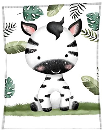 damaloo Coperta in pile con motivo zebra, coperta per bambini, 110 x 140 cm, in pile, per divano, auto, per ragazzi e ragazze, coperta per bambini
