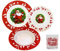 Omniacasa Set Piatti di Natale 48 Pezzi | 36 Piatti Porcellana e 12 Bicchieri di Natale Per 12 Persone Decoro Babbo Natale Con Ghirlanda Natalizia Paesaggio Renne ed Albero