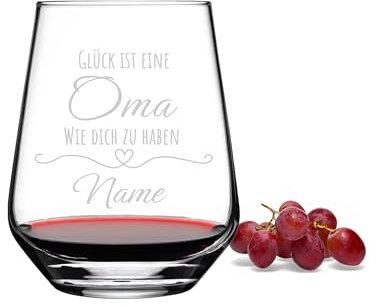 KS Laserdesign graviertes Weinglas mit Gravur personalisierte Geschenke für die beste Oma, Geschenkidee für Großmutter, Geburtstag Weihnachten, Glas Glück ist eine Oma wie dich zu haben