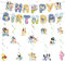 Happy Birthday Girlande Banner, Bunting Girlande Geburtstag Deko Junge Mädchen, Cartoon Geburtstag Banner Swirl Decorations, Party Dekoration für Kinder Kindergeburtstag Thema Party