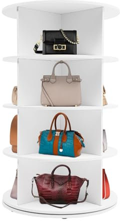 YEITBY Drehbares 360-Grad-Schuhregal, Freistehendes Schuhregal, Rundes Karussell, Vertikale Handtasche, drehbar, Schuhschrank-Organisation (Weiß, 4 Etage)
