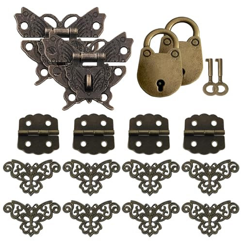 Zliger 18 juegos de llaves de candado retro, con llaves, para cajas de madera retro bricolaje, cajas de joyas, cajas de regalo, cajas de vino, cajas de herramientas, armarios, etc. (con tornillos)