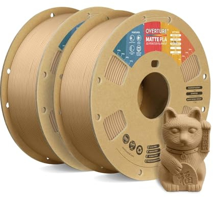 OVERTURE 2KG Bundle Matte PLA 3D Printer Filament 1.75mm, Light Brown*2 | Frosted Matt Finish Hides Layer Lines, Great Value, Accuracy +/- 0.02mm, Fit Most FDM Printer (Light Brown*2)
