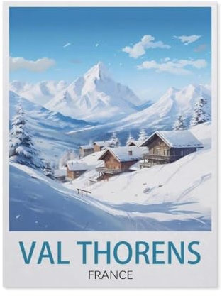 PGCKSK 5D Diamond Painting,Val Thorens Frankreich, Ski-Poster,DIY-Stickerei, runder Diamant-Kreuzstich, Heimdekoration(50 x 60 cm/19.68 x 23.62 Zoll)-AN49