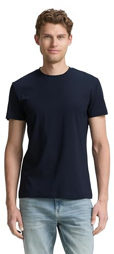 TOM TAILOR Herren 1047806 Slim Fit T-Shirt Mit Stretch, 10668 - Sky Captain Blue, XL EU