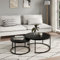Couchtisch 2er Set rund aus Holz, Wohnzimmertisch Modern, Beistelltisch Set 2 in 1 mit Metallgestell für Wohnzimmer Büro Beistelltisch Loft Design Twin | Schwarz