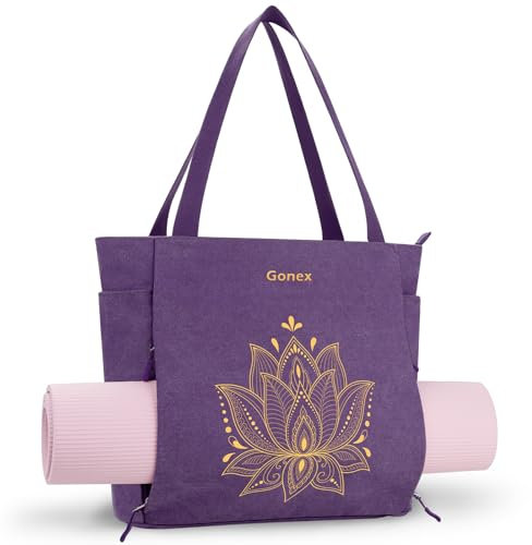 Gonex Bolsa de Yoga, Tote Portamat Impermeable de Alta Capacidad con Múltiples Bolsillos, Bolso Deportivo de Lona Unisex para Gimnasio, Pilates y Entrenamiento