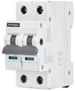 Schelinger Interrupteur-sectionneur 2P 63A - Rail TH35 - IP20 - Pouvoir de coupure 4kV - Tension 500V