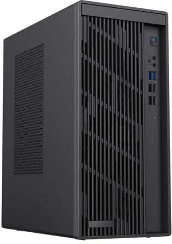 CiT Workstation Office PC Case Micro ATX, USB-C Computer Case, Black Matx | Professional micro atx workstation case with front USB-C, a PWM fan and five security features for a tidy, modern office