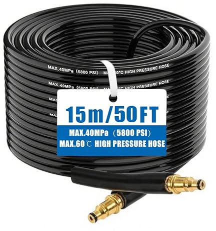15M Pressure Washer Replacement Hose for Karcher K Series K2 K3 K4 K5 K6 K7, Extension Hose for Jet Washing with Quick Click Plug Connector，Anti Twist for Cleaning Car Garden
