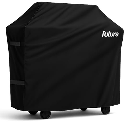 Futura Premium BBQ Cover Waterproof 132x66x109cm, Large Outdoor Heavy Duty 600D Oxford Fabric Barbecue Covers with UV Protection, PVC Lining, 2x Handles and 2x Velcro Straps for Outdoor Grills
