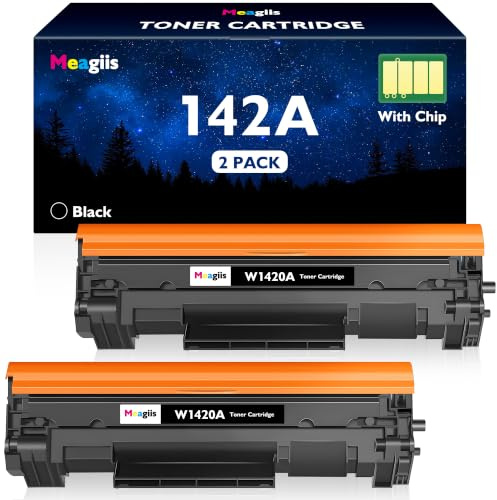 Meagiis 142A W1420A Schwarz Toner Mit Chip Kompatibel mit HP M140w M110w | Kompatibel mit HP 142X W1420X patrone mit LaserJet M110 MFP M140, Nicht für HP+ Modelle mit e am Ende, 2er-Pack