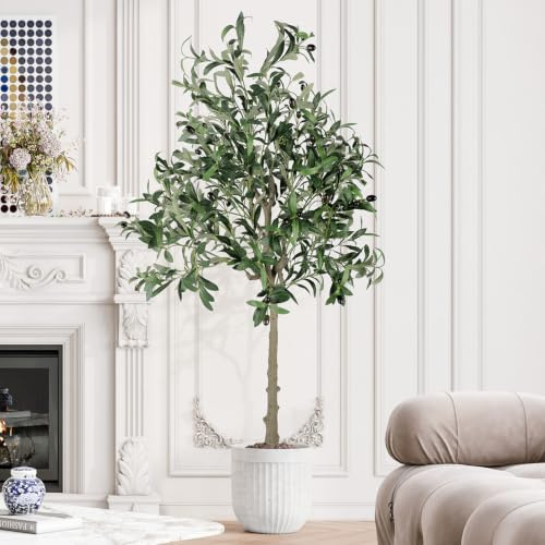 YOLEO 5FT Artificial Olive Tree for Home Office Indoor Decor (Style 5) | Lifelike Faux Silk Tree 150cm