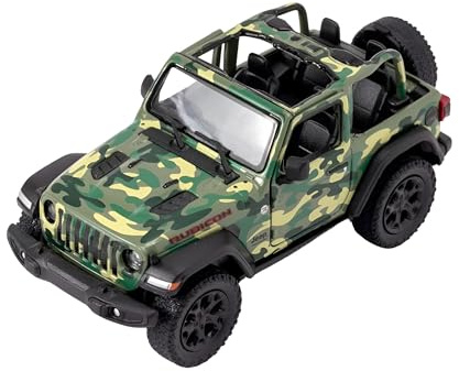 Easy Toys Modellauto kompatibel mit Jeep Wrangler Militär - Offroad Armee Spielzeug im Maßstab mit Türen zum Öffnen - Modellauto - Open Top (Grüner Tarn)