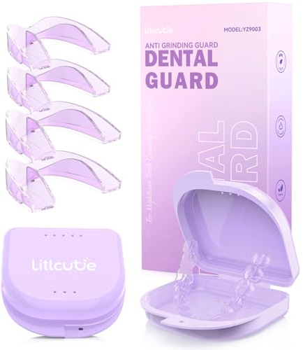 Litlcutie Anti‑Knurschutz‑Schiene, 4er-Pack/2 Größen, Lila | Zahnschleif-Mundschutz für den Schlaf, Mundschutz gegen Nächtliches Zähneknirschen, Wiederverwendbarer