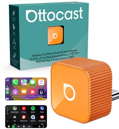 Ottocast Mini Slim 2026 Version, Wireless CarPlay & Android Auto Adapter, Kabelgebundenes CarPlay & Android Auto auf Wireless upgraden, Schnelle Auto‑Connect, Kompakter USB‑C Dongle, Schwarzer Cube