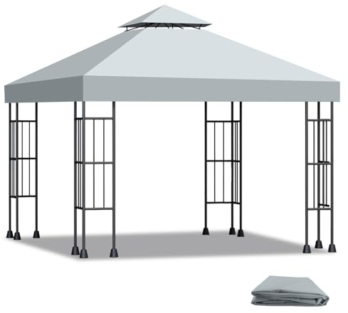 Qweidown Toldo Recambio para Pérgola 3x3 m – Cubierta Impermeable para Carpa Cenador de Jardín con Protección UV, Techo de Doble Capa Ventilado, Fácil Instalación para Exteriores, Camping y Fiestas